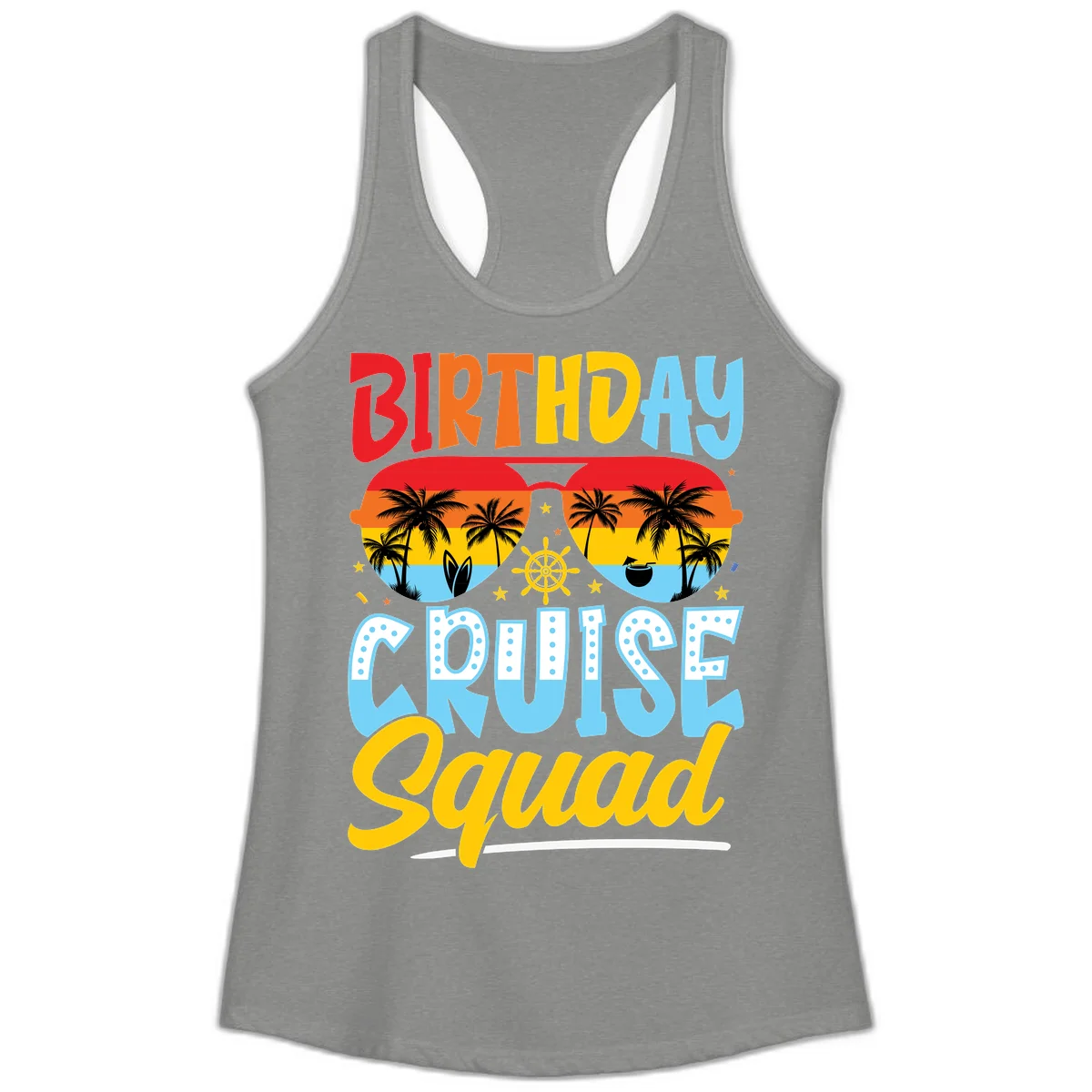 Birthday Cruise Squad Ladies Tank in Heather Grey