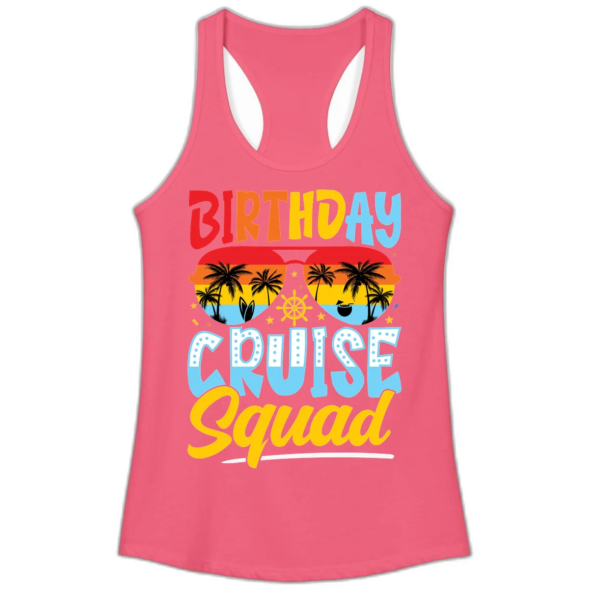 Birthday Cruise Squad Ladies Tank in Hot Pink