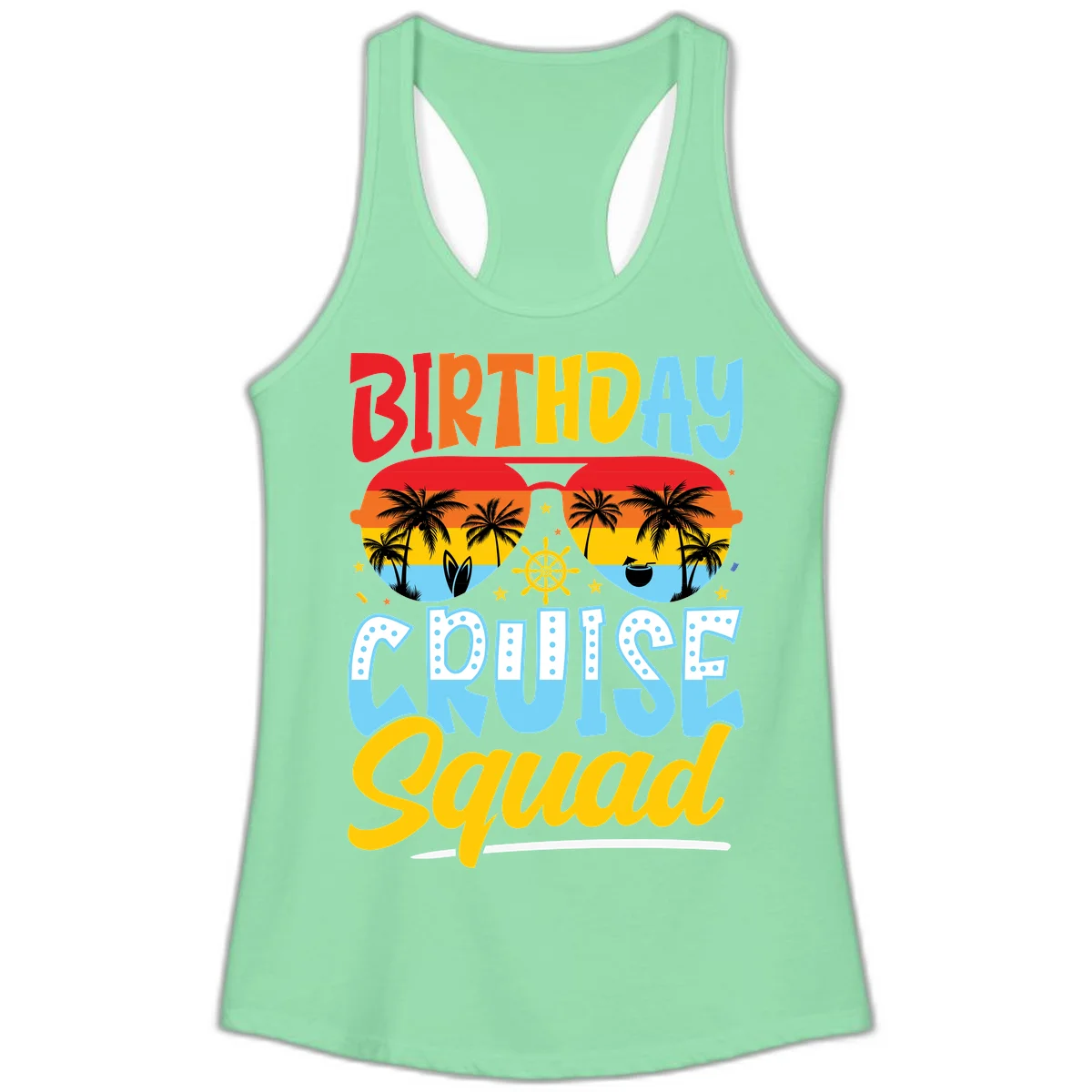 Birthday Cruise Squad Ladies Tank in Solid Mint