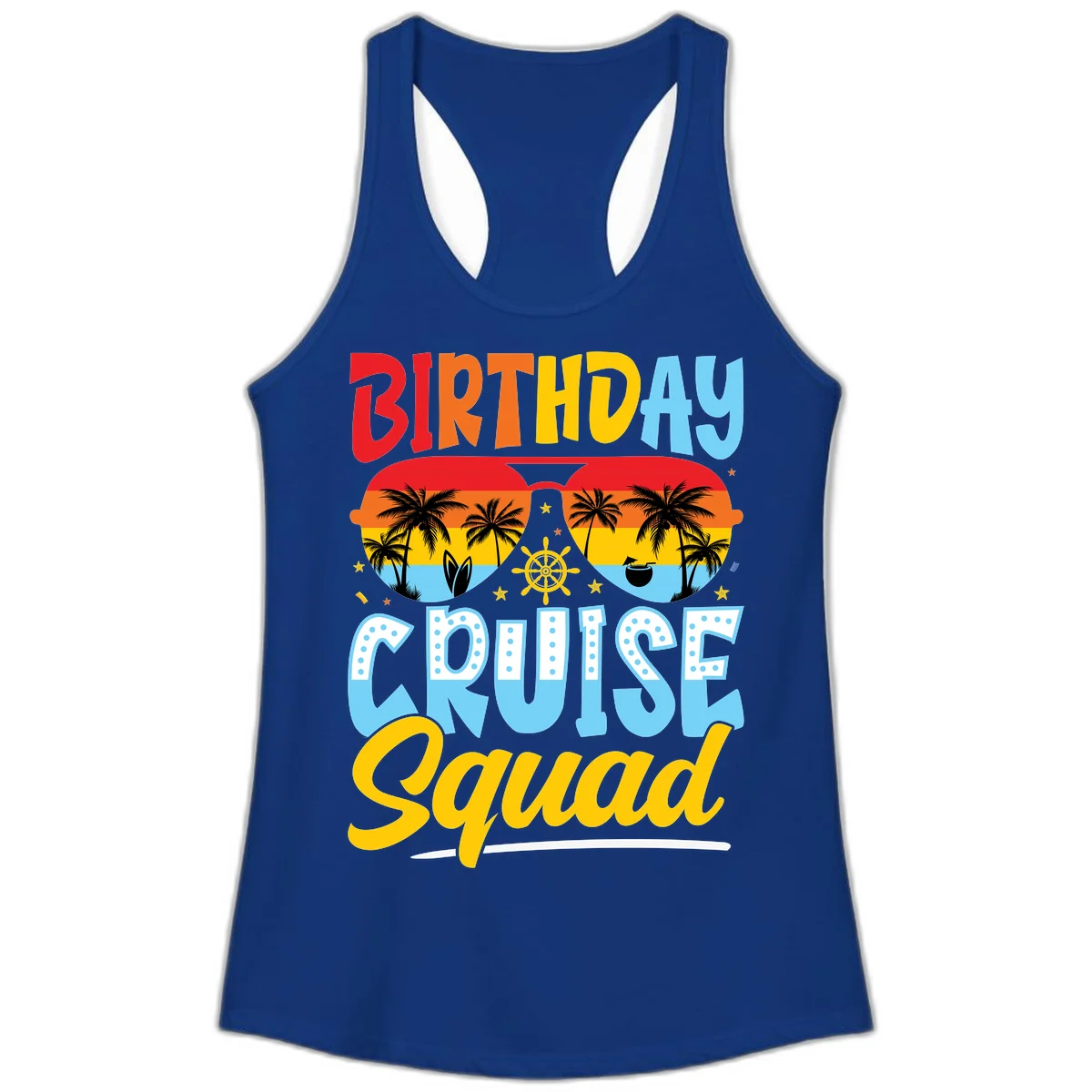 Birthday Cruise Squad Ladies Tank in Solid Royal