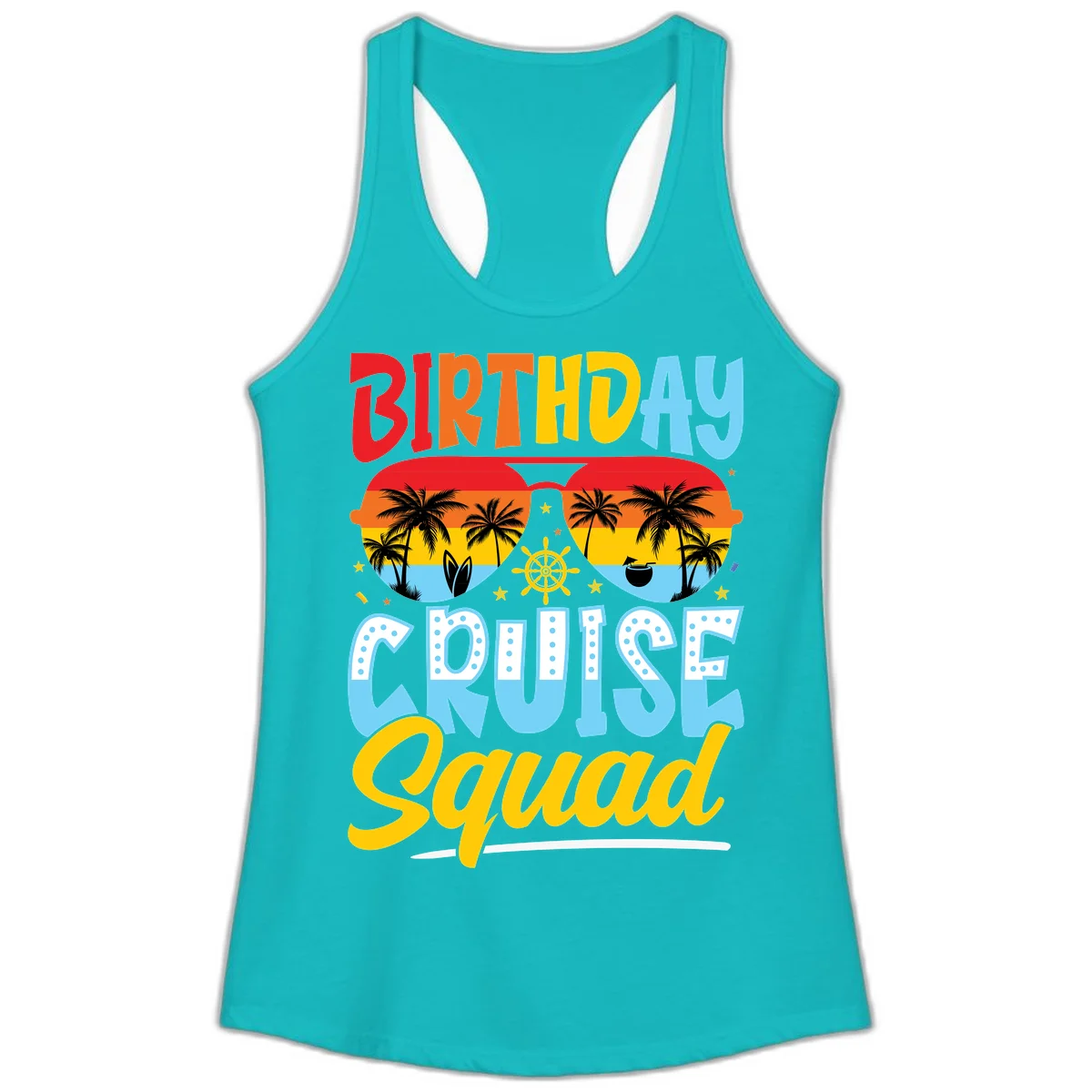 Birthday Cruise Squad Ladies Tank in Tahiti Blue