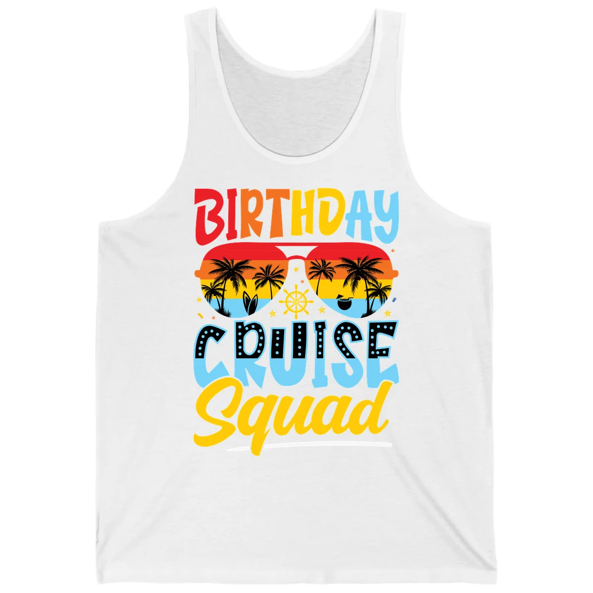 Birthday Cruise Squad Tank in White