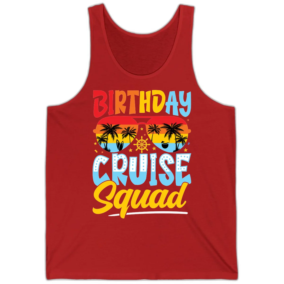 Birthday Cruise Squad Tank in Red
