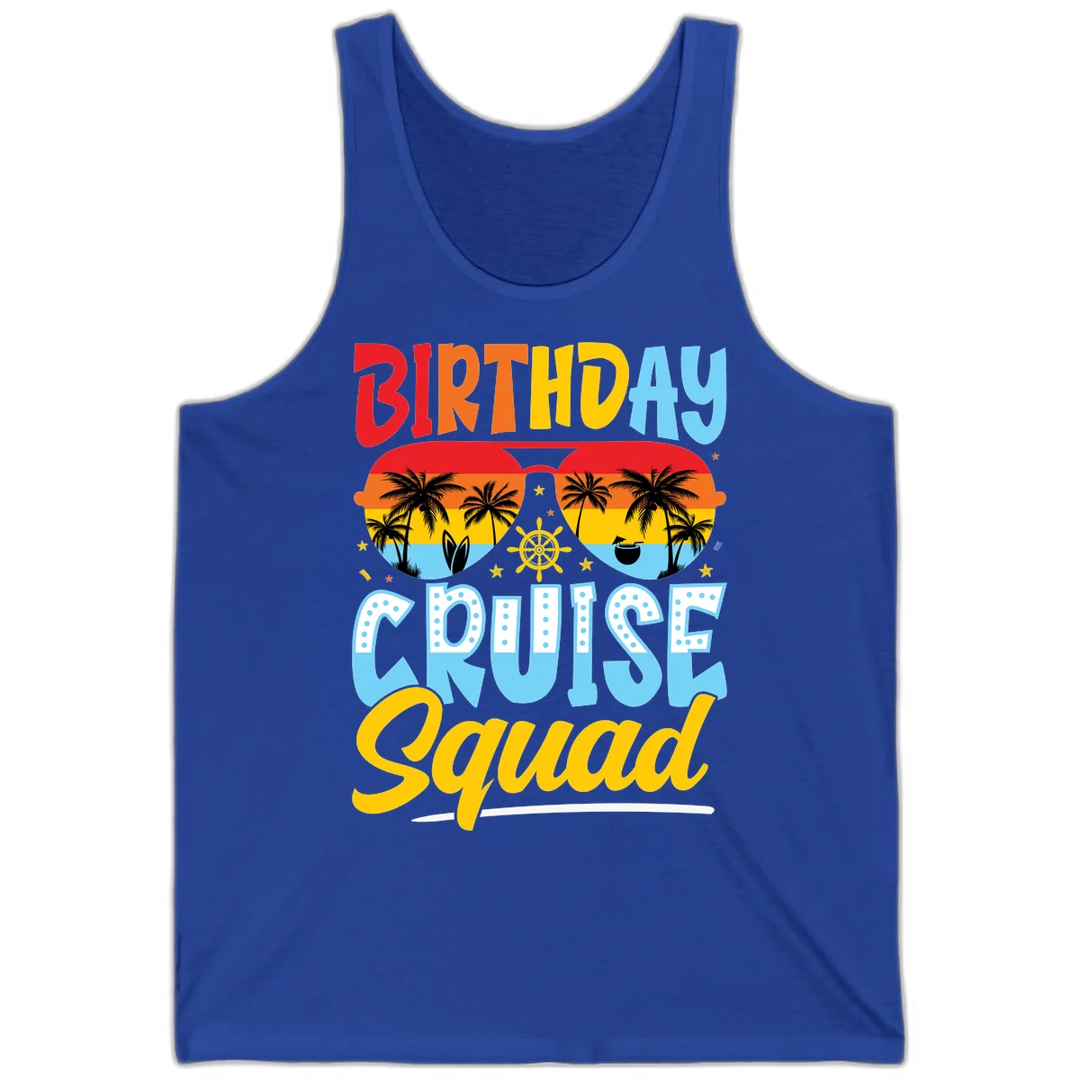 Birthday Cruise Squad Tank in True Royal