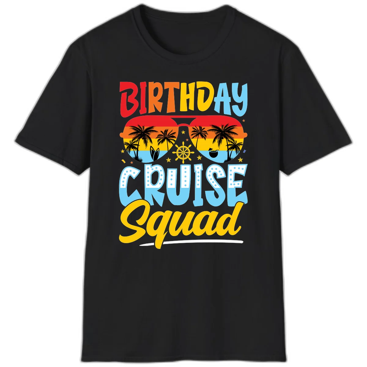 Birthday Cruise Squad T-Shirt in Black