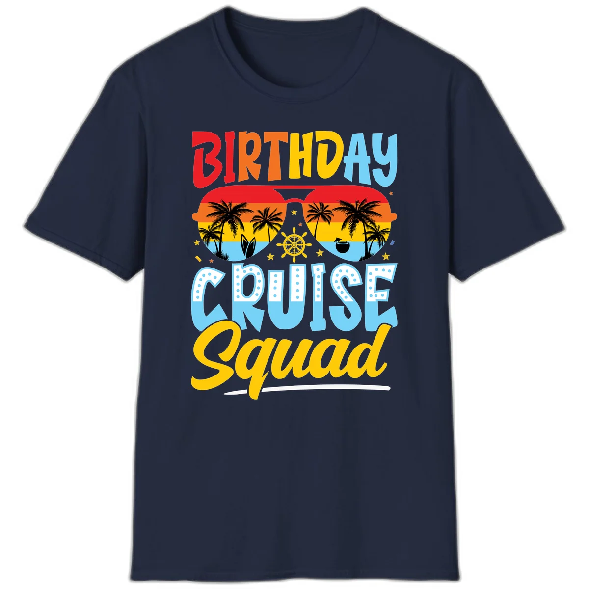 Birthday Cruise Squad T-Shirt in Navy
