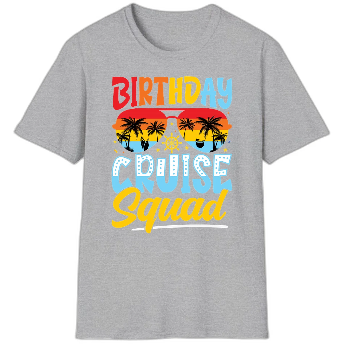 Birthday Cruise Squad T-Shirt in Sport Grey