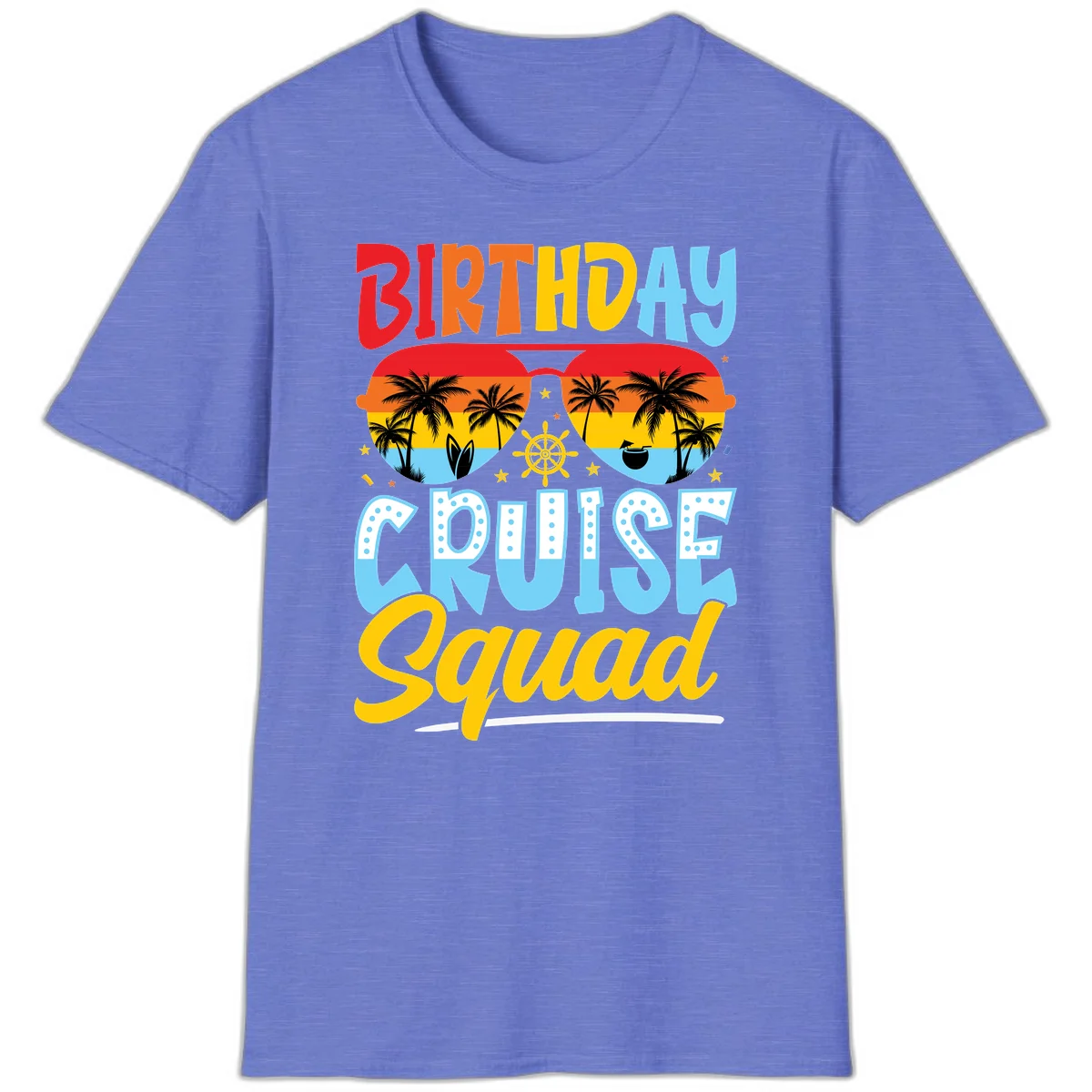 Birthday Cruise Squad T-Shirt in Heather Royal