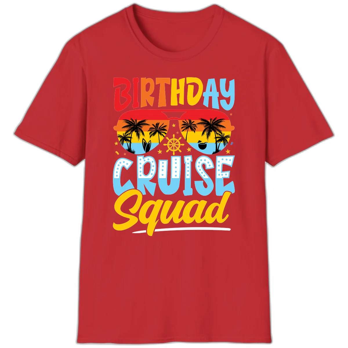 Birthday Cruise Squad T-Shirt in Red