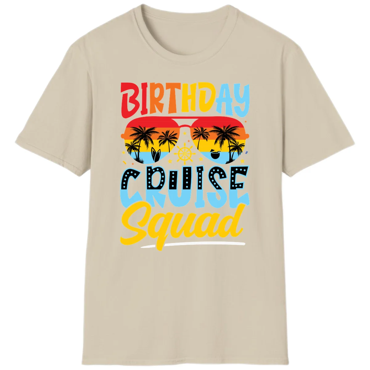 Birthday Cruise Squad T-Shirt in Sand