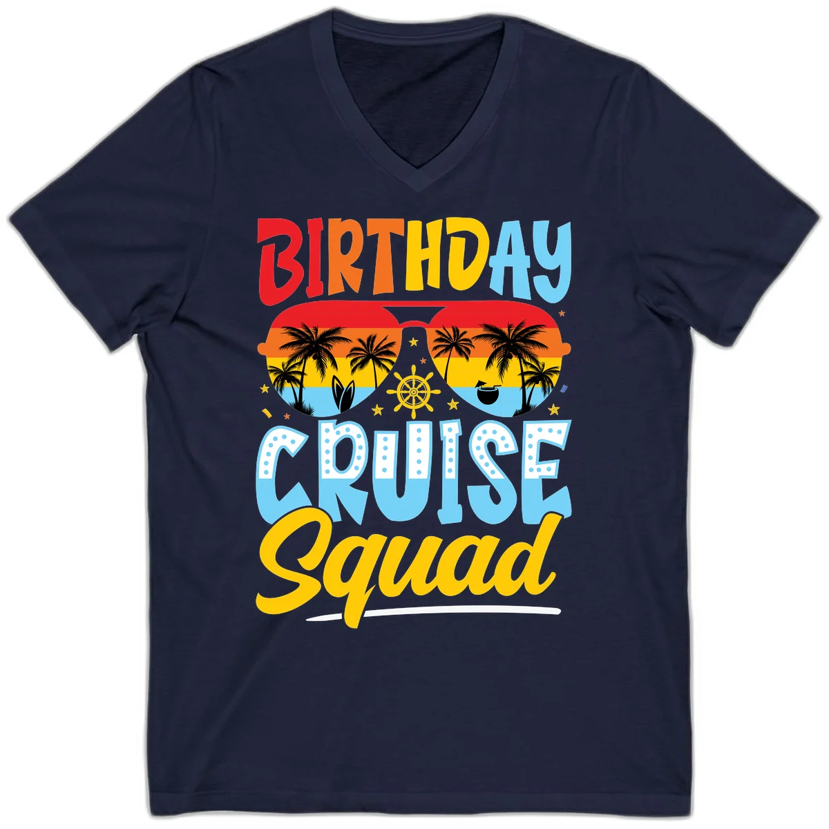 Birthday Cruise Squad V-Neck in Navy