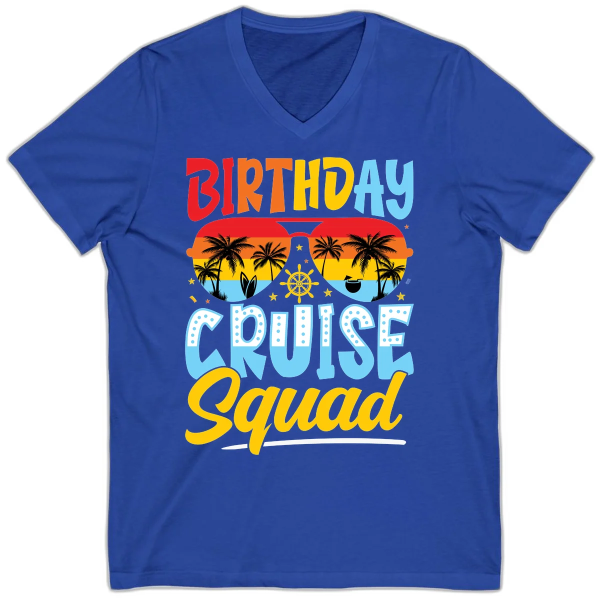 Birthday Cruise Squad V-Neck in True Royal