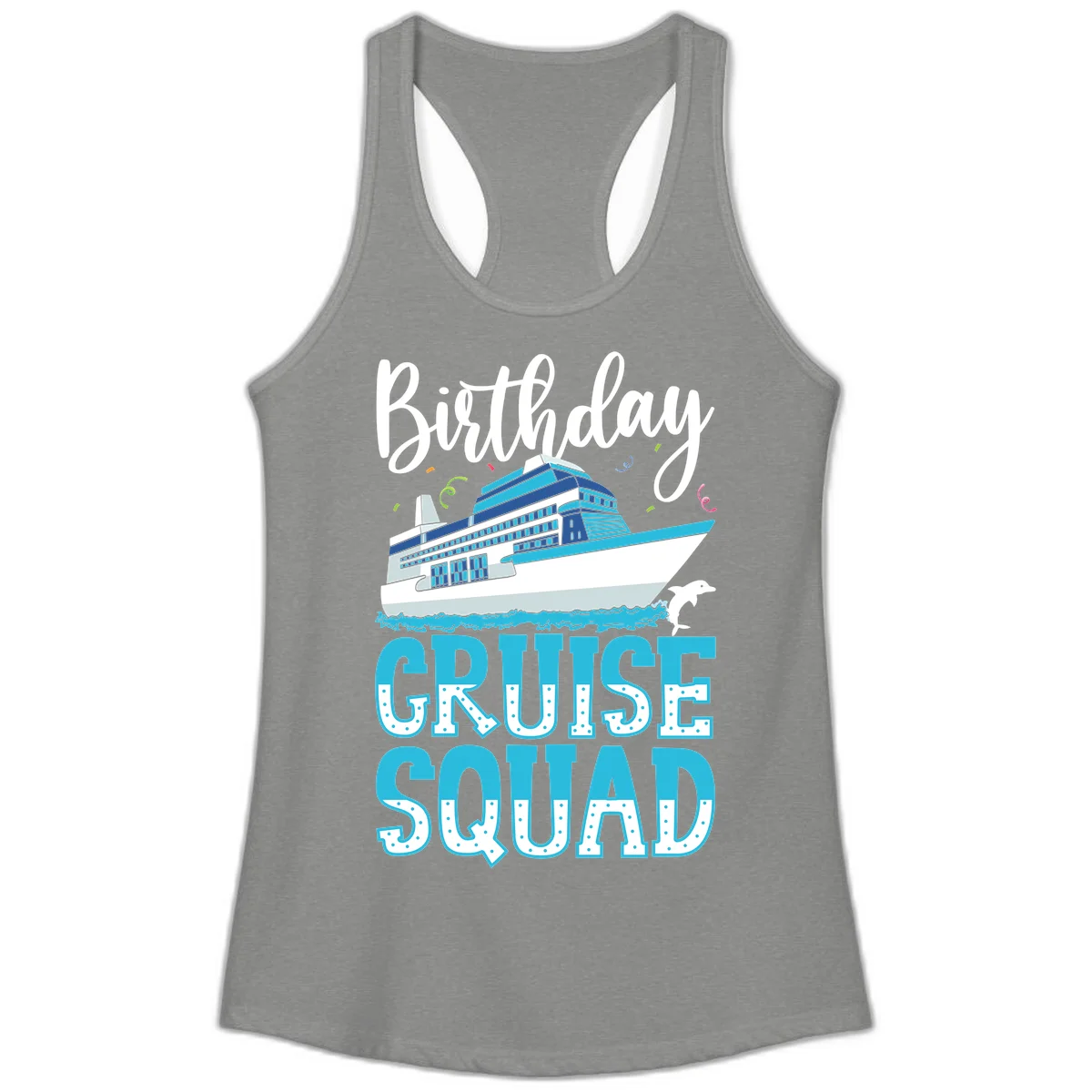 Birthday Cruise Squad Ladies Tank in Heather Grey
