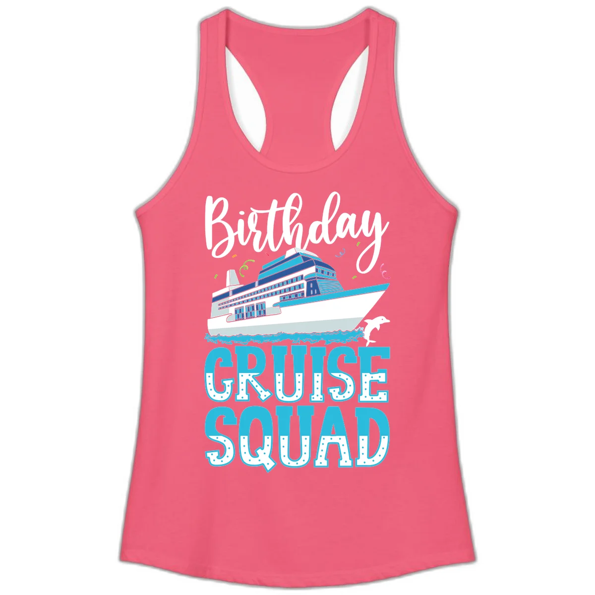 Birthday Cruise Squad Ladies Tank in Hot Pink