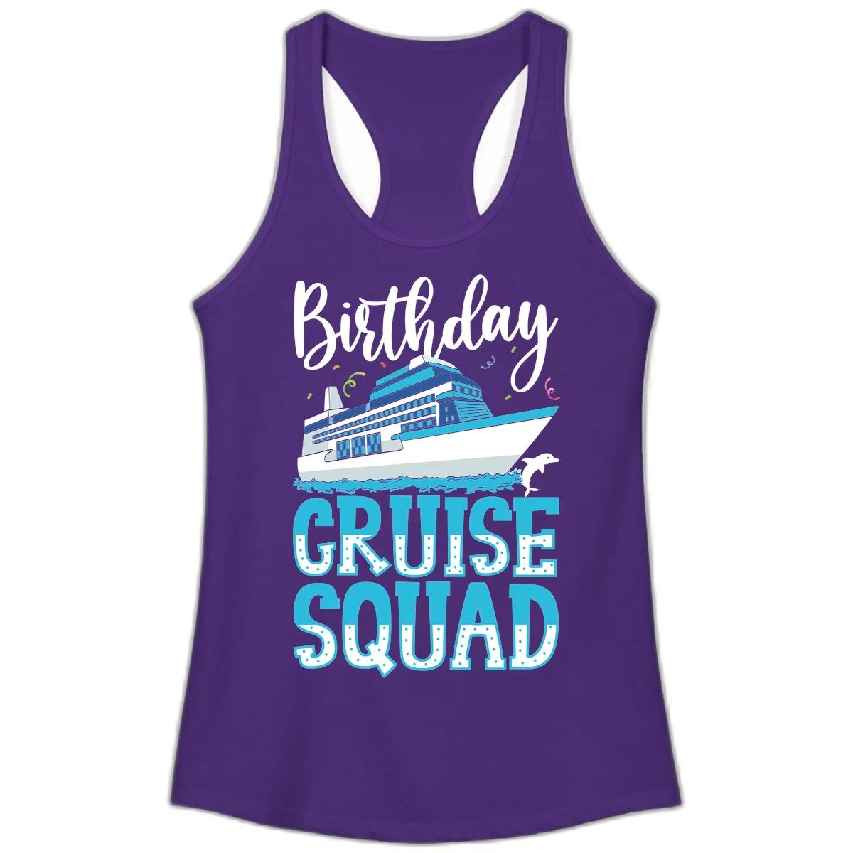 Birthday Cruise Squad Ladies Tank in Solid Purple Rush