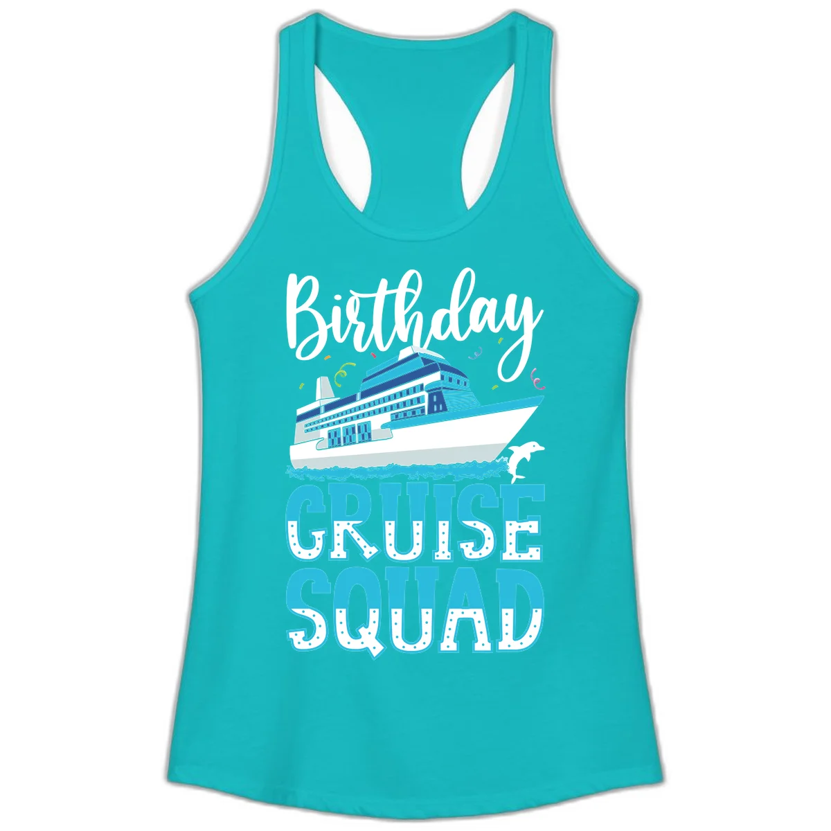 Birthday Cruise Squad Ladies Tank in Tahiti Blue