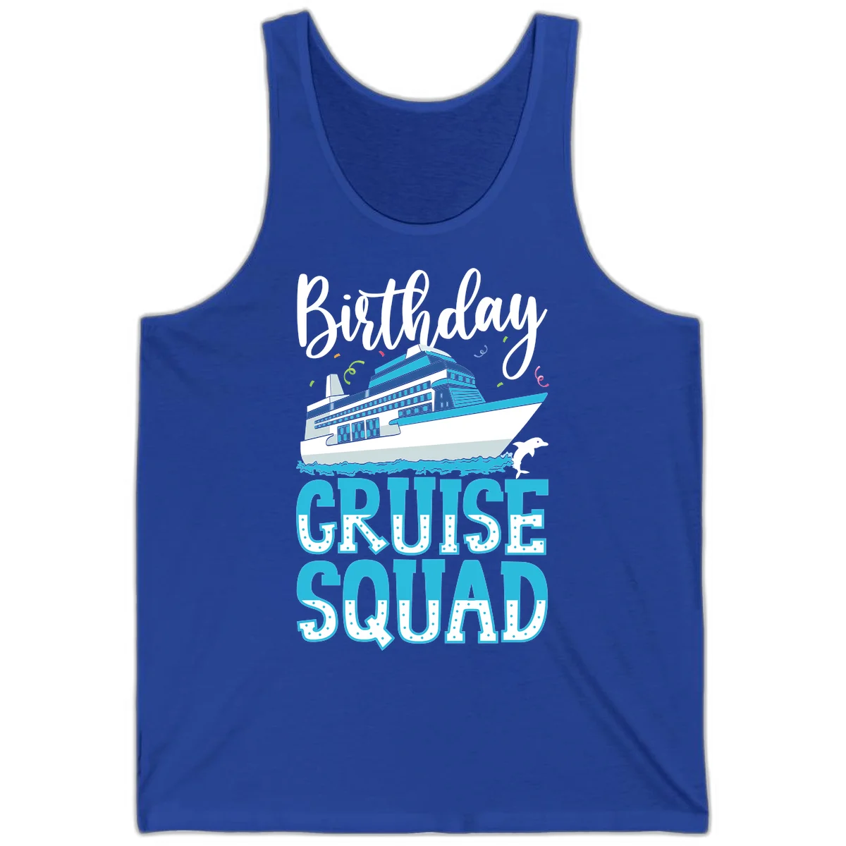 Birthday Cruise Squad Tank in True Royal