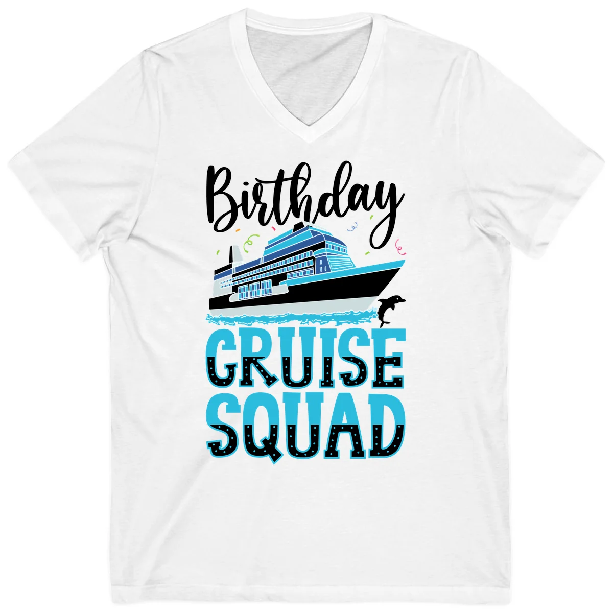 Birthday Cruise Squad V-Neck in White