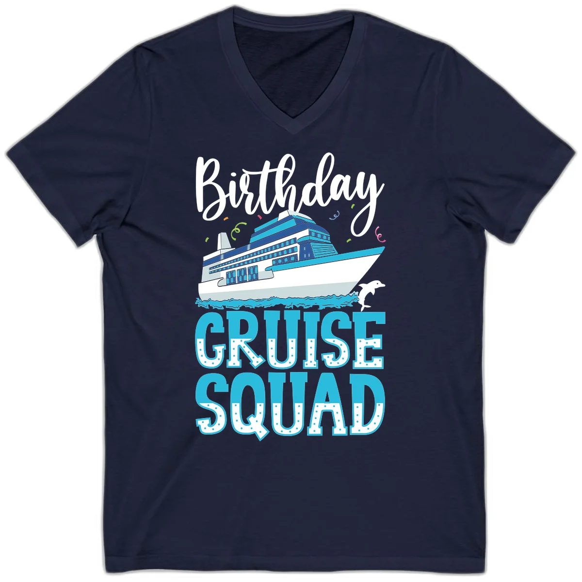 Birthday Cruise Squad V-Neck in Navy