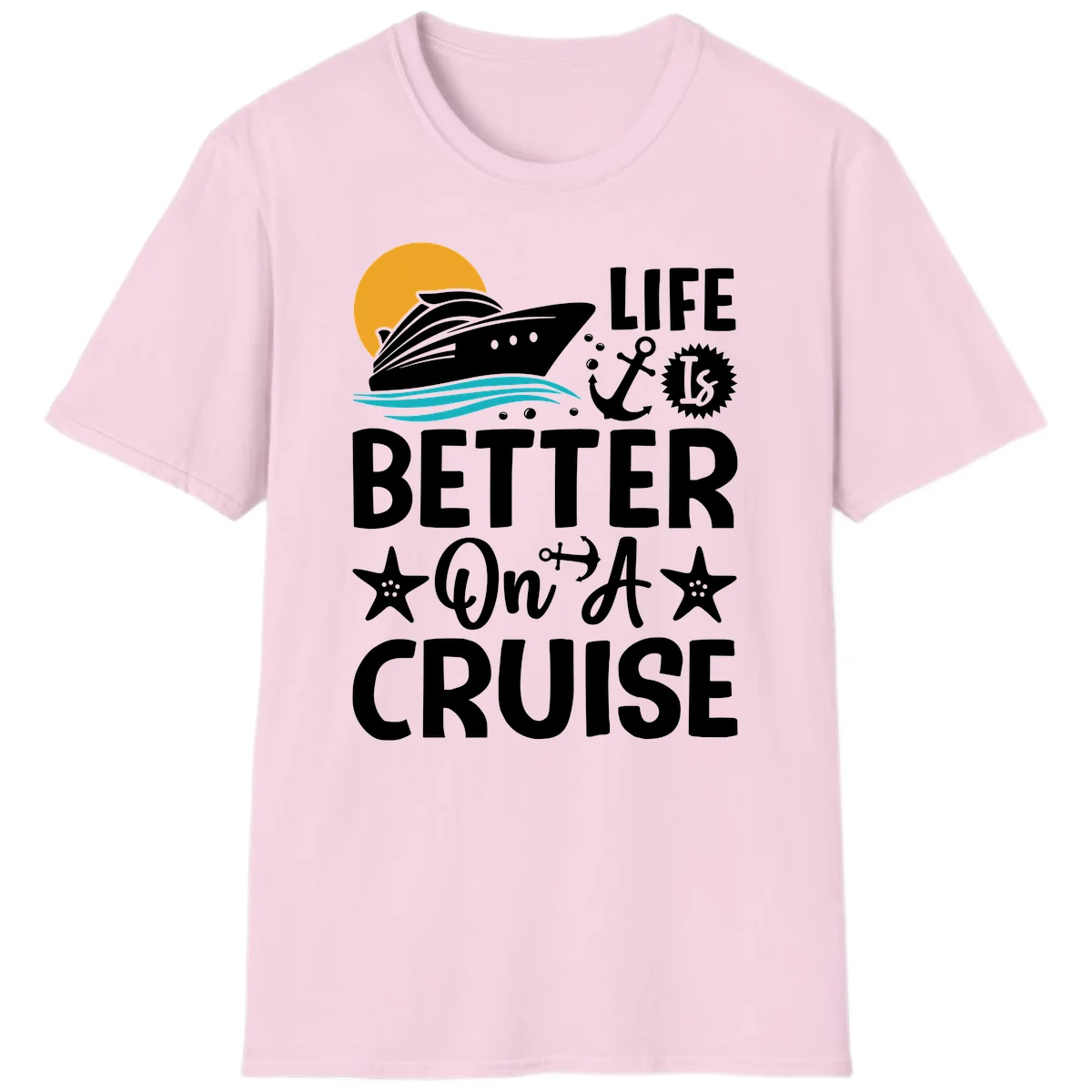 Life Is Better On A Cruise Nautical T-Shirt in Light Pink