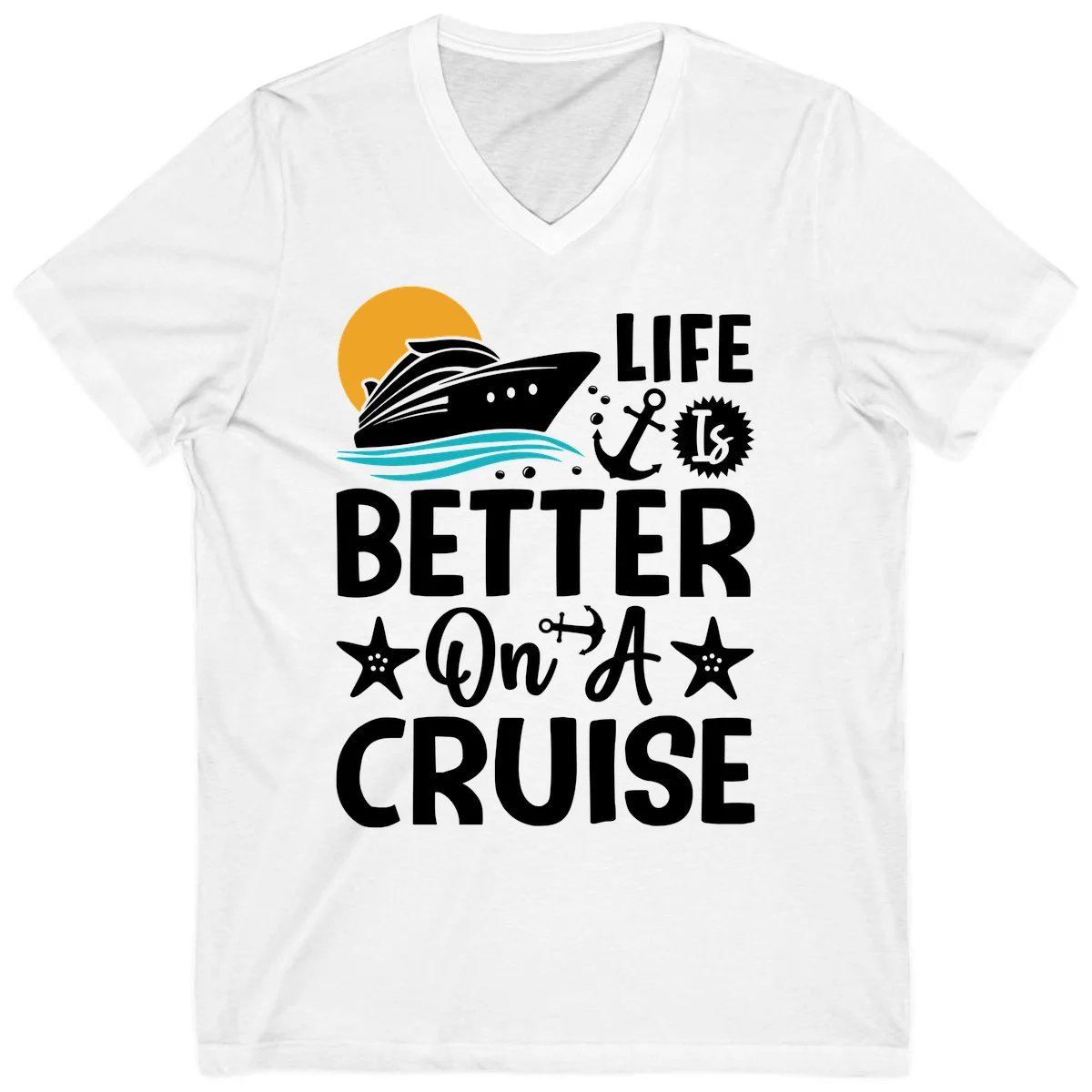Life Is Better On A Cruise V-Neck T-Shirt in White