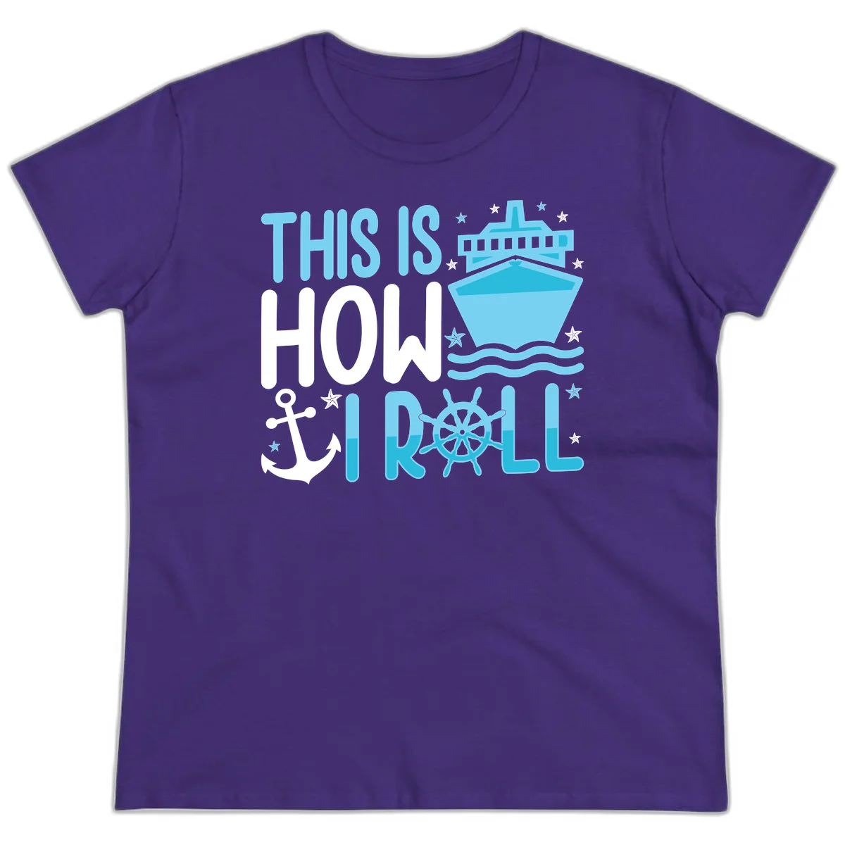 This Is How I Roll Cruise Ladies Tee - Fun Nautical in Purple