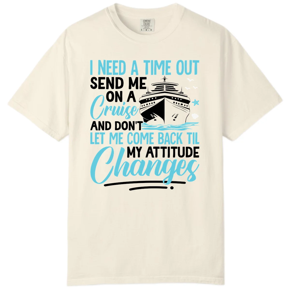 Attitude Adjustment Cruise Escape Comfort Color Tee in Ivory