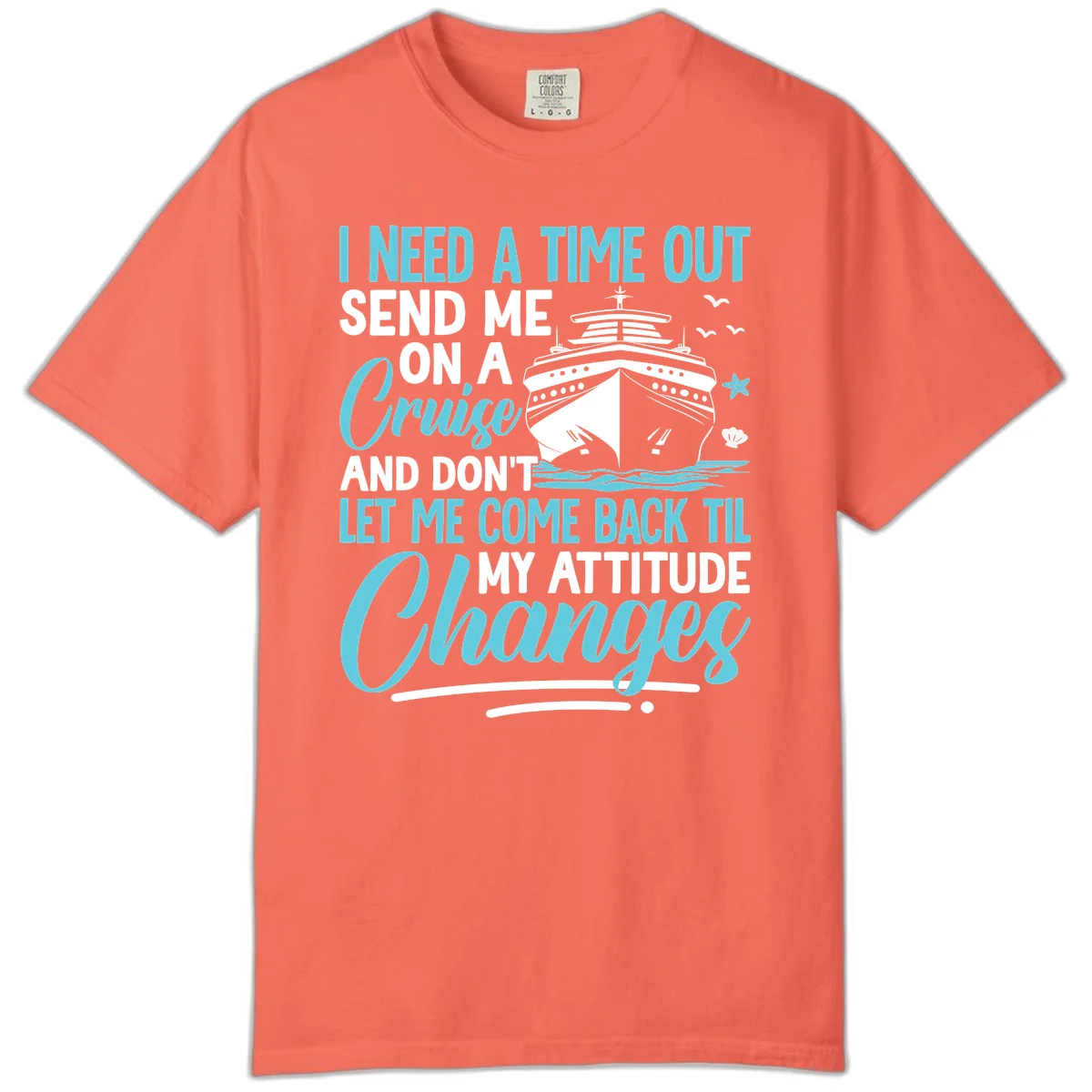 Attitude Adjustment Cruise Escape Comfort Color Tee in Bright Salmon