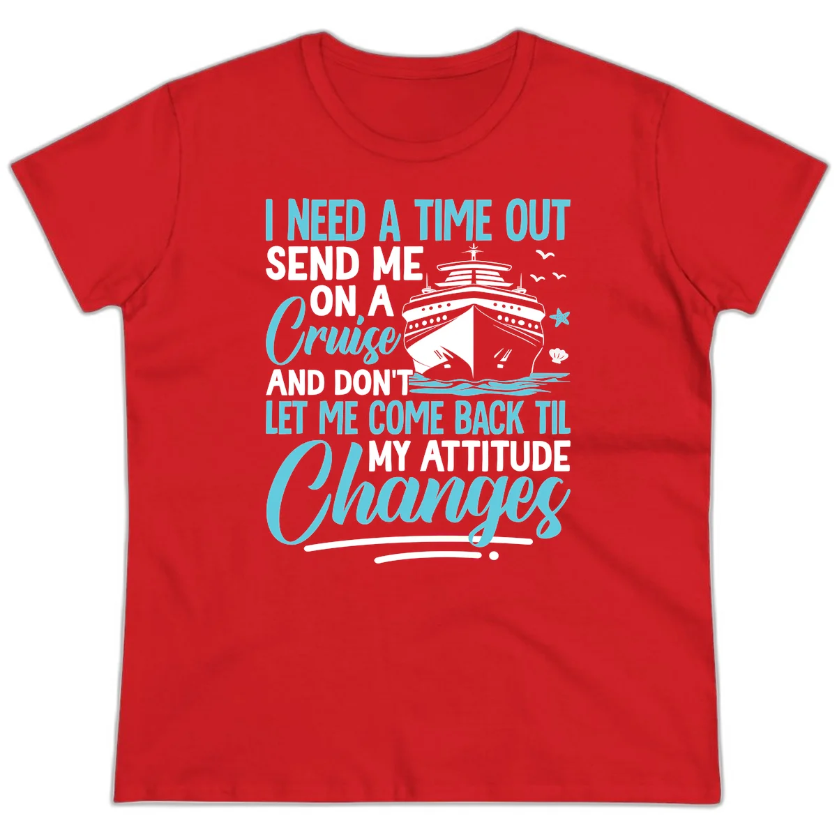 Attitude Adjustment Cruise Escape Ladies Tee in Red