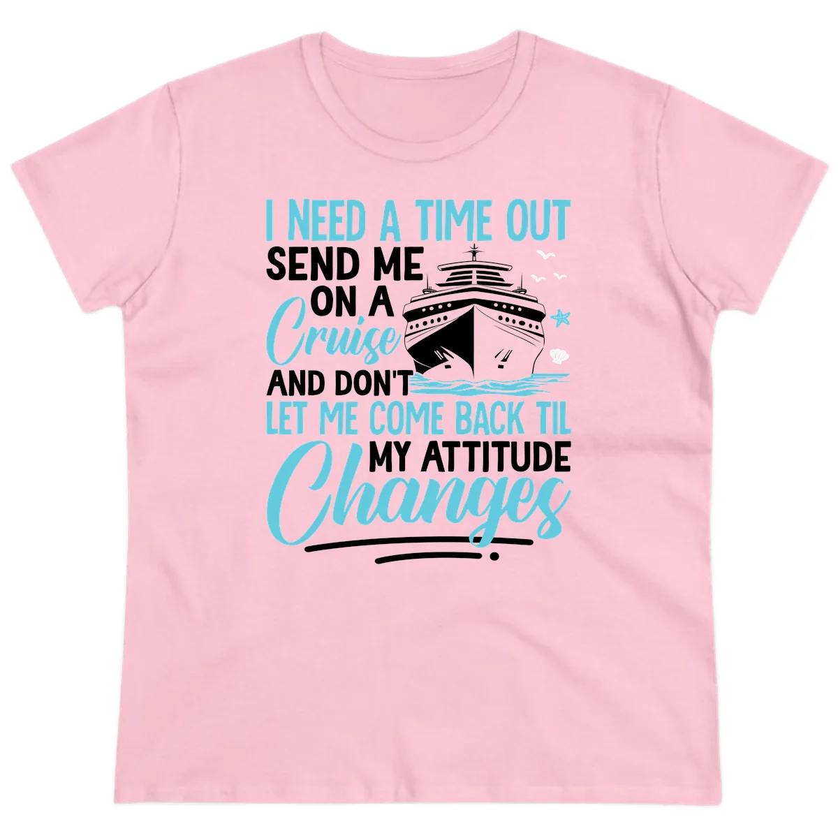 Attitude Adjustment Cruise Escape Ladies Tee in Light Pink