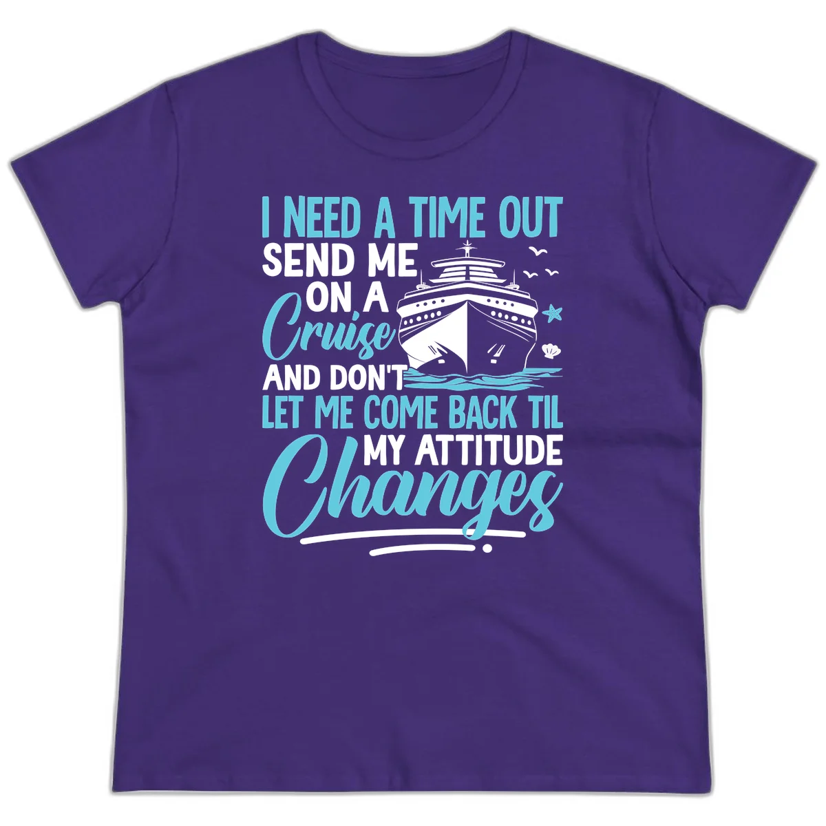 Attitude Adjustment Cruise Escape Ladies Tee in Purple
