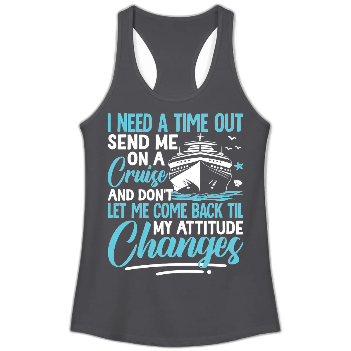 Attitude Adjustment Cruise Escape Ladies Tank in Solid Dark Gray