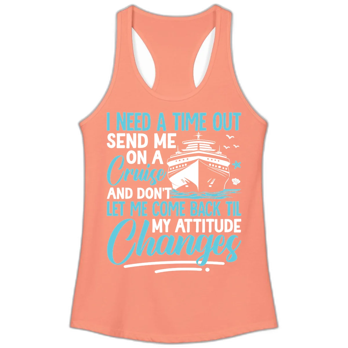 Attitude Adjustment Cruise Escape Ladies Tank in Solid Light Orange