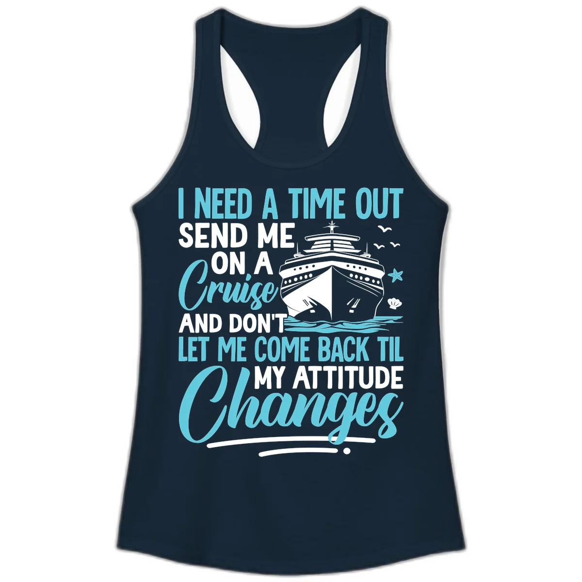 Attitude Adjustment Cruise Escape Ladies Tank in Solid Midnight Navy
