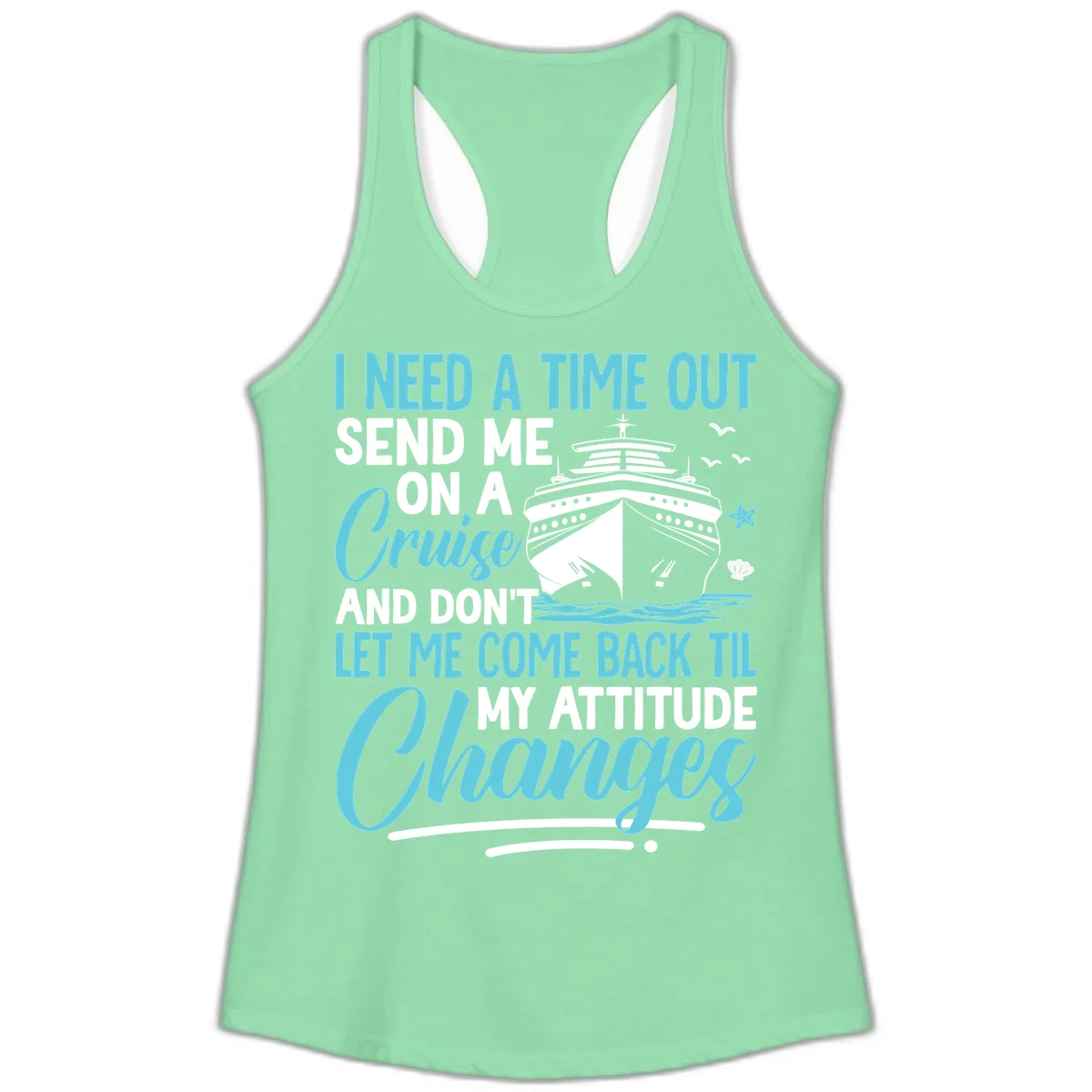 Attitude Adjustment Cruise Escape Ladies Tank in Solid Mint
