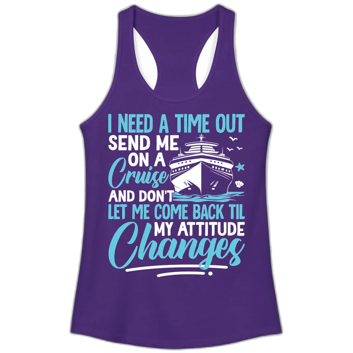 Attitude Adjustment Cruise Escape Ladies Tank in Solid Purple Rush