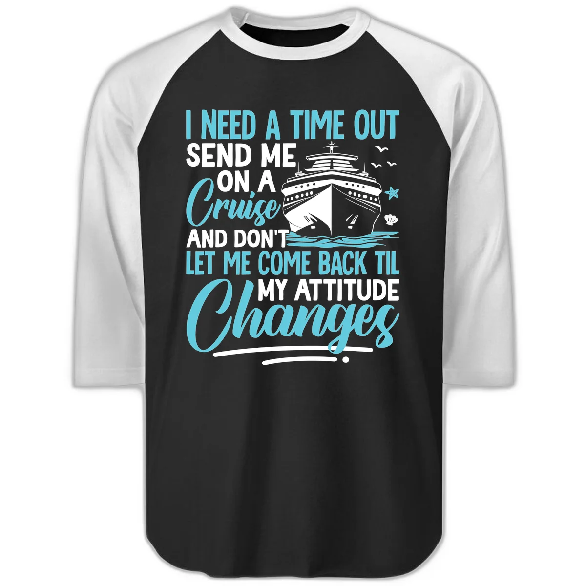 Attitude Adjustment Cruise Escape Raglan 3/4 in Black White