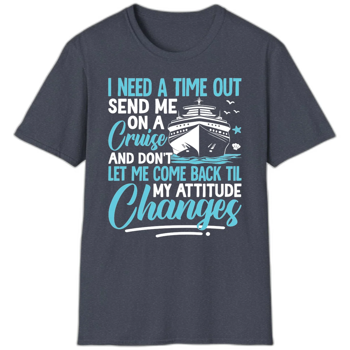 Attitude Adjustment Cruise Escape T-Shirt in Heather Navy