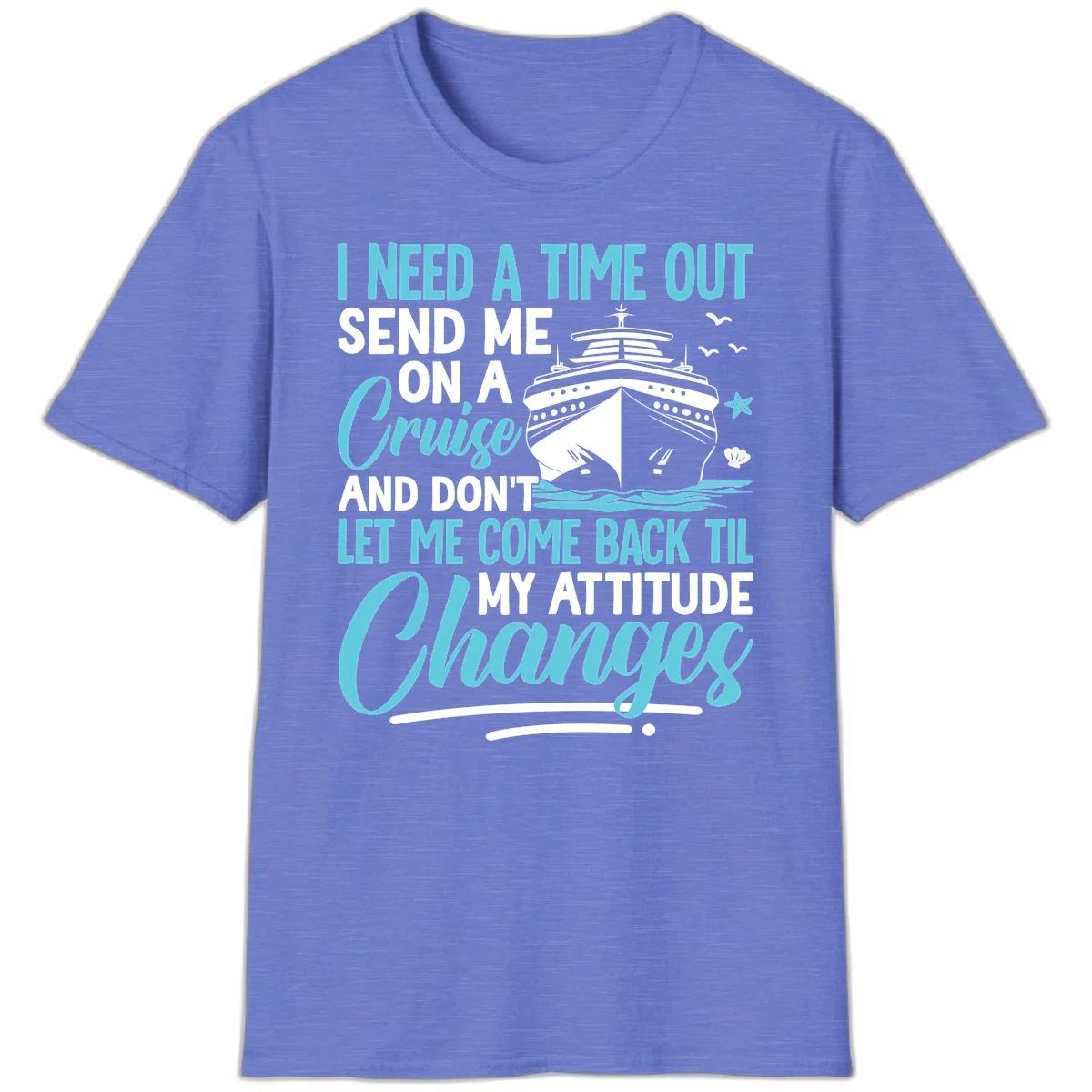Attitude Adjustment Cruise Escape T-Shirt in Heather Royal