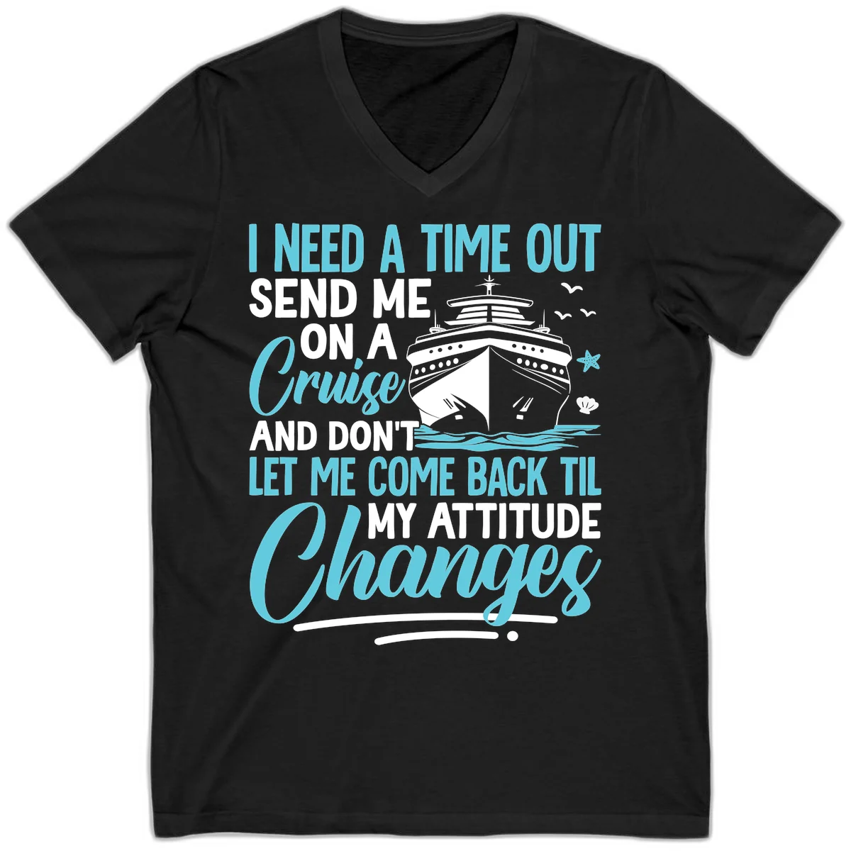 Attitude Adjustment Cruise Escape V-Neck in Black