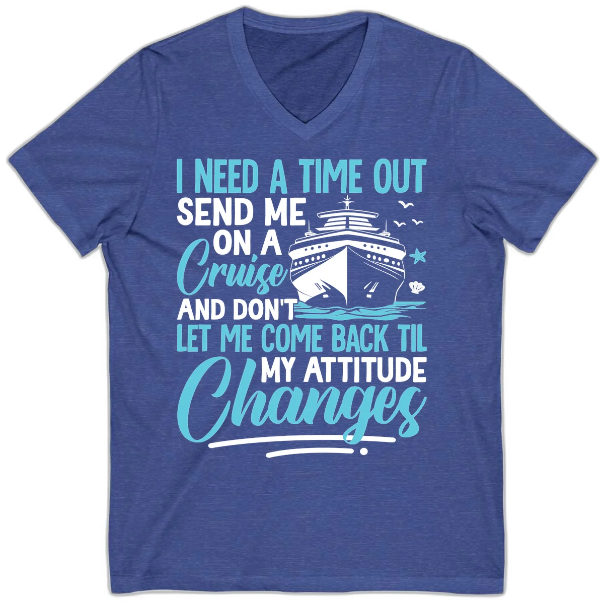 Attitude Adjustment Cruise Escape V-Neck in Heather True Royal