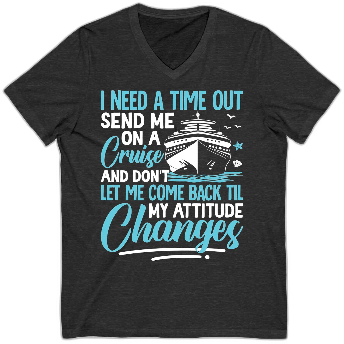 Attitude Adjustment Cruise Escape V-Neck in Dark Grey Heather