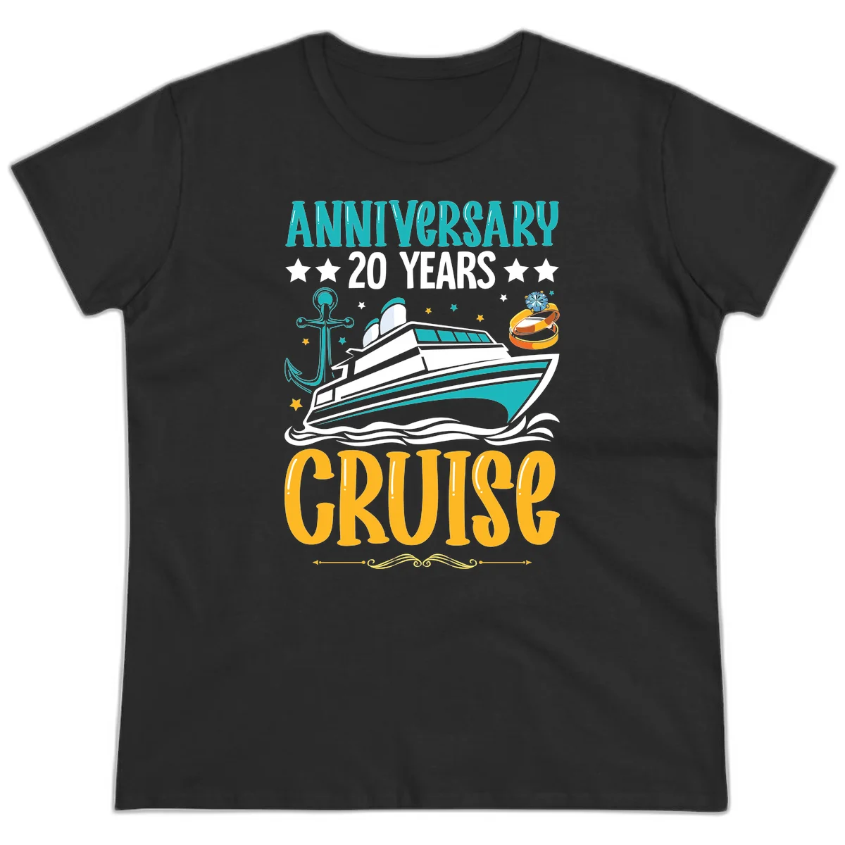 Anniversary 20 Years Cruise Ladies Tee in Black