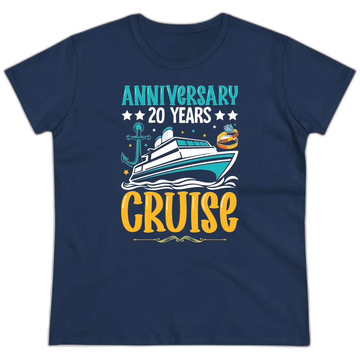 Anniversary 20 Years Cruise Ladies Tee in Navy