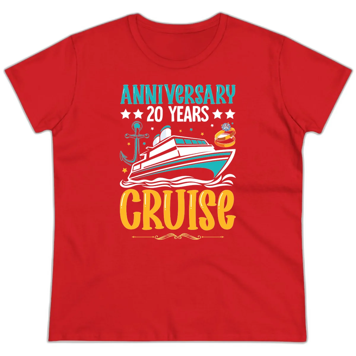 Anniversary 20 Years Cruise Ladies Tee in Red