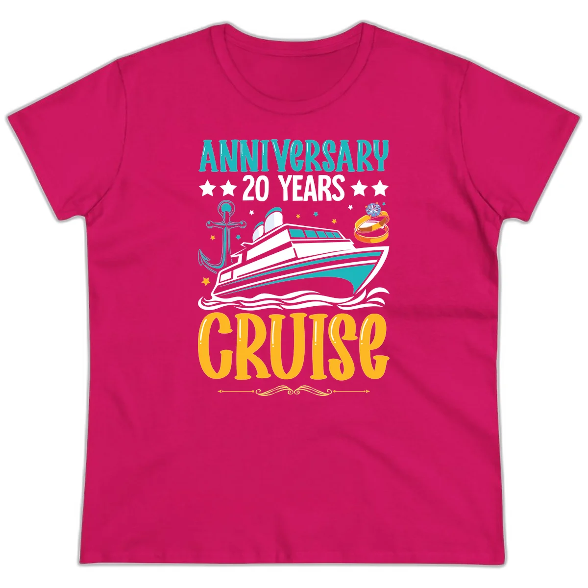 Anniversary 20 Years Cruise Ladies Tee in Heliconia