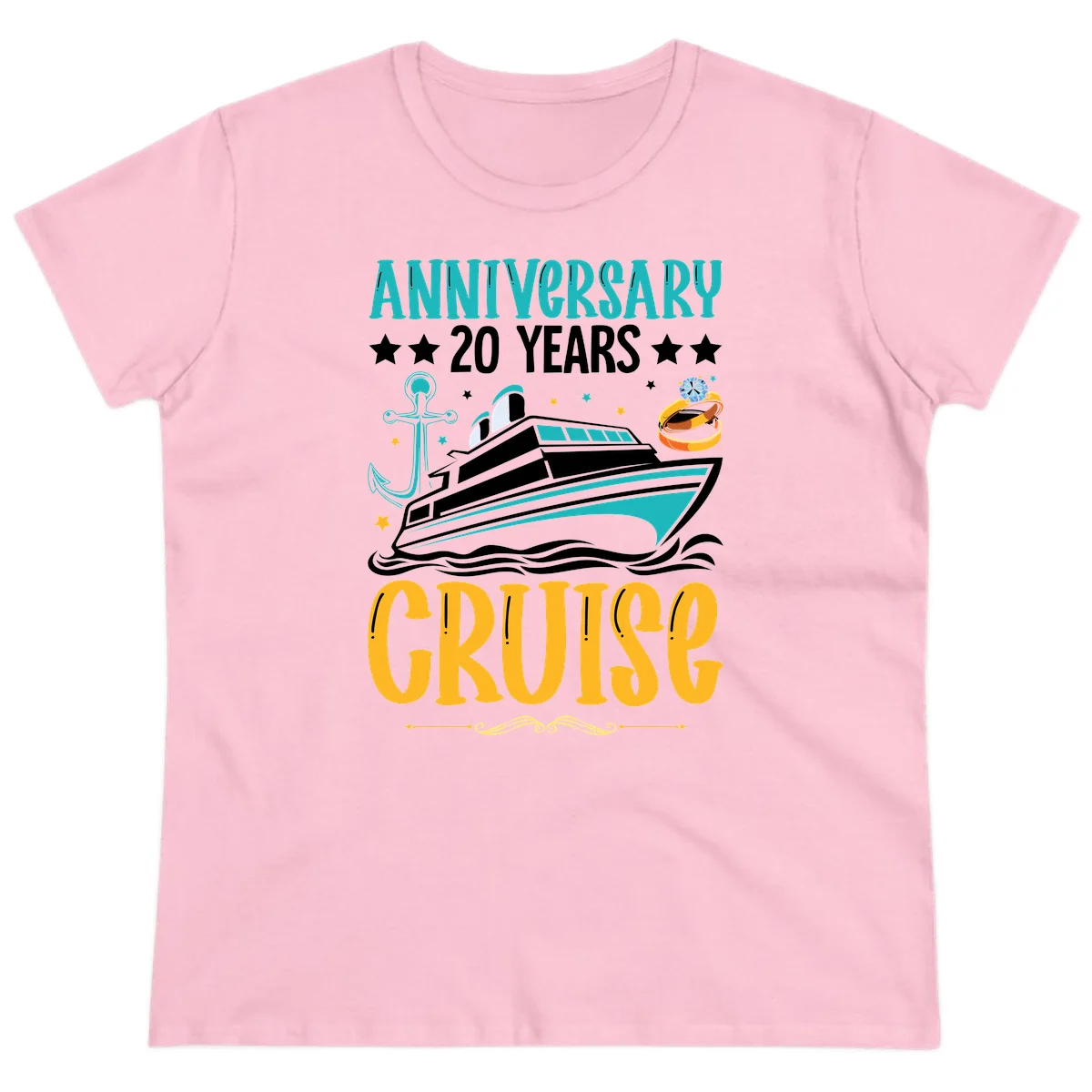 Anniversary 20 Years Cruise Ladies Tee in Light Pink