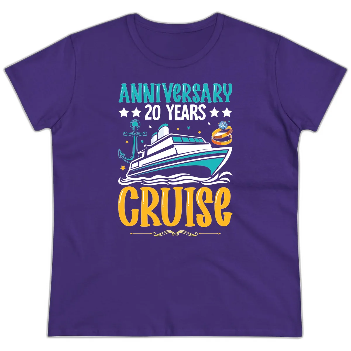 Anniversary 20 Years Cruise Ladies Tee in Purple