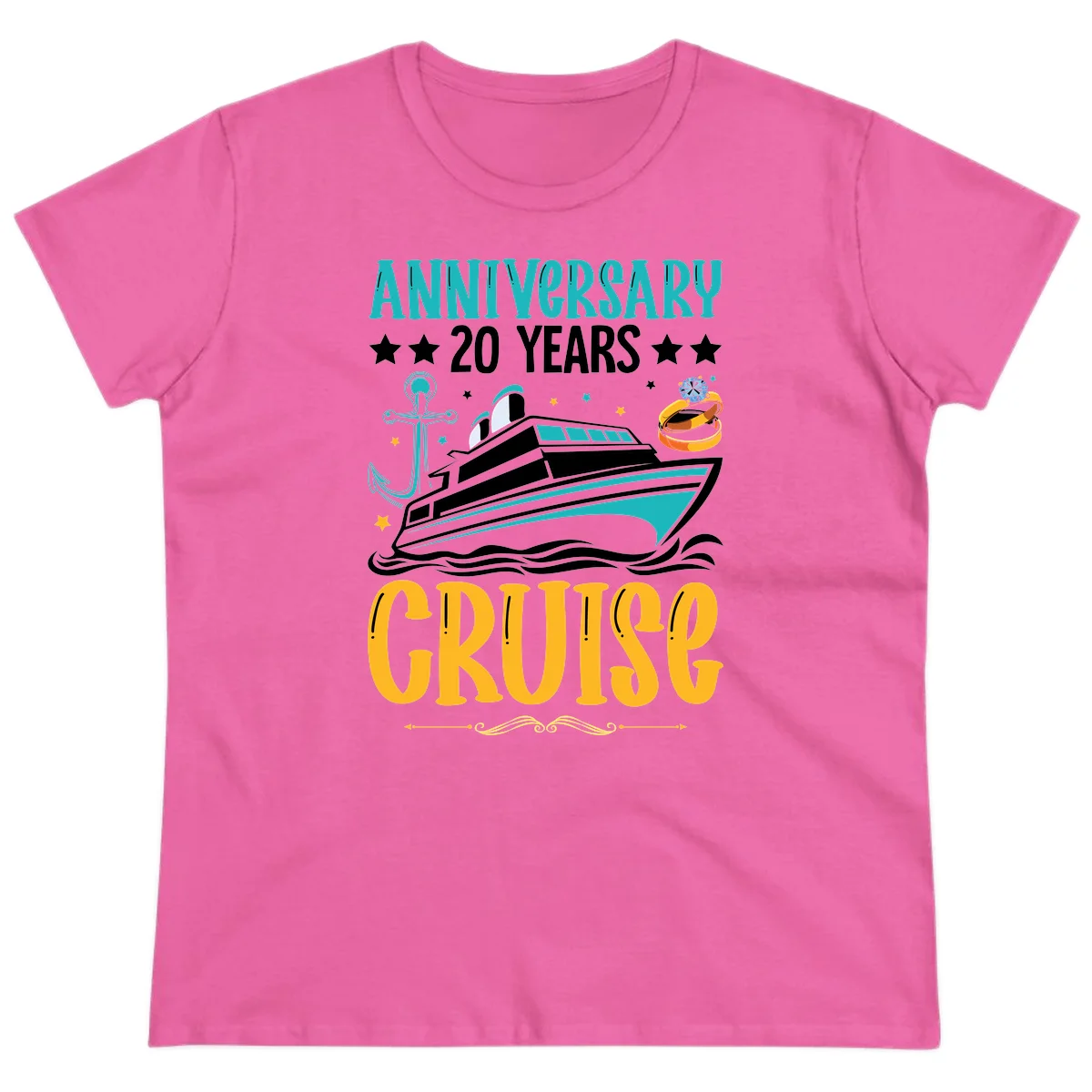 Anniversary 20 Years Cruise Ladies Tee in Azalea