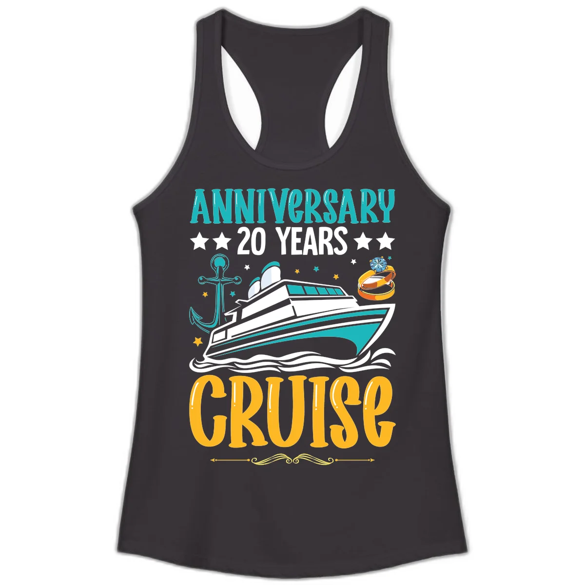 Anniversary 20 Years Cruise Ladies Tank in Black